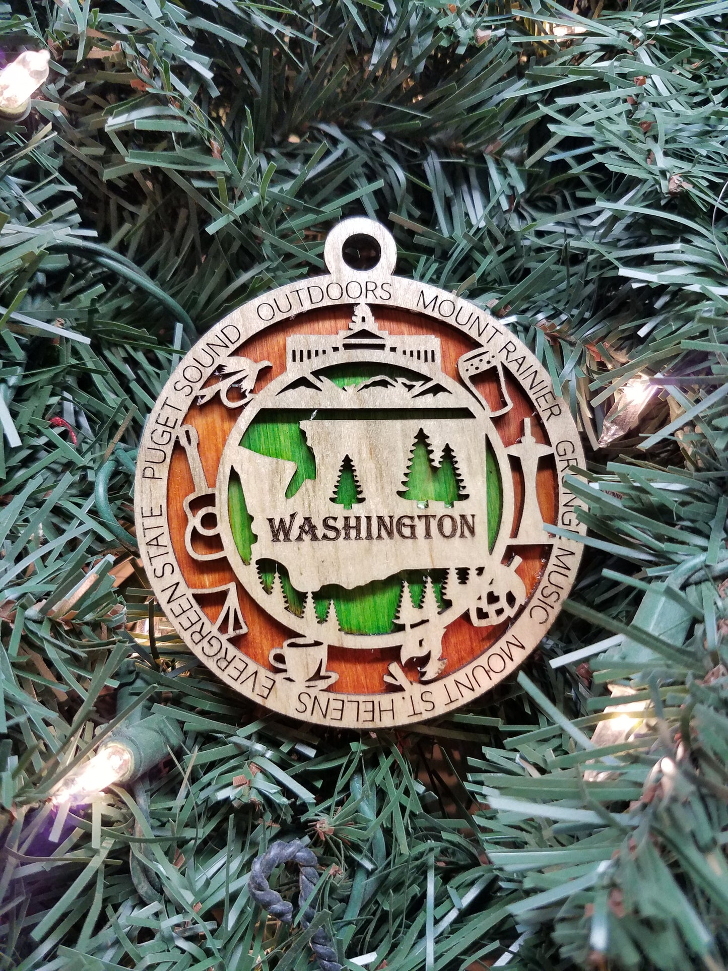 United States-State- Laser Cut Christmas Ornaments-Wood