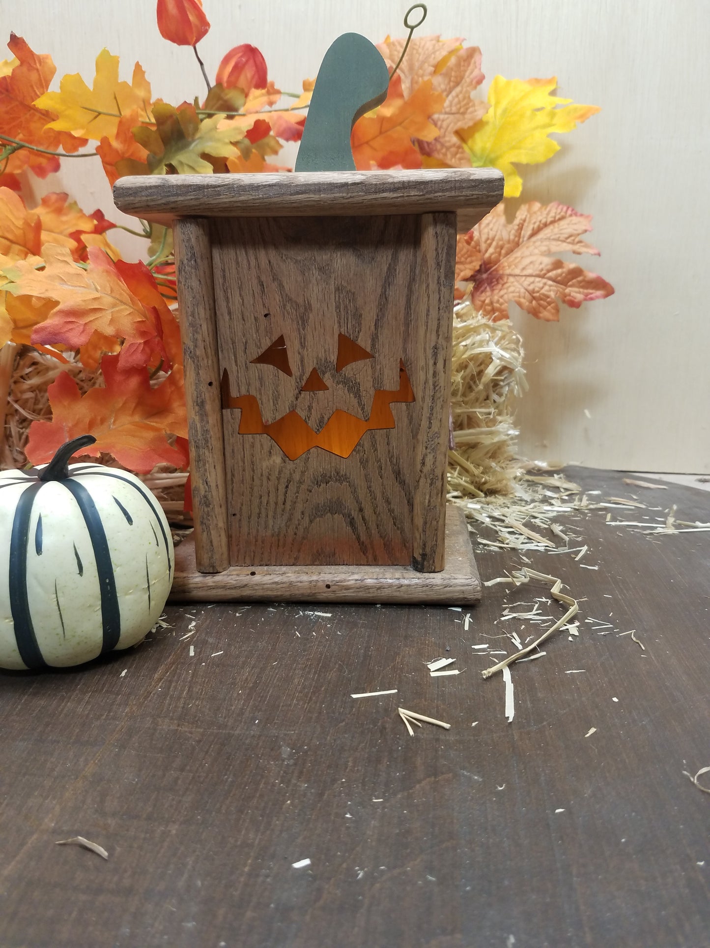 Wooden Laser Cut Halloween/Fall Lantern with Interchangeable Panels