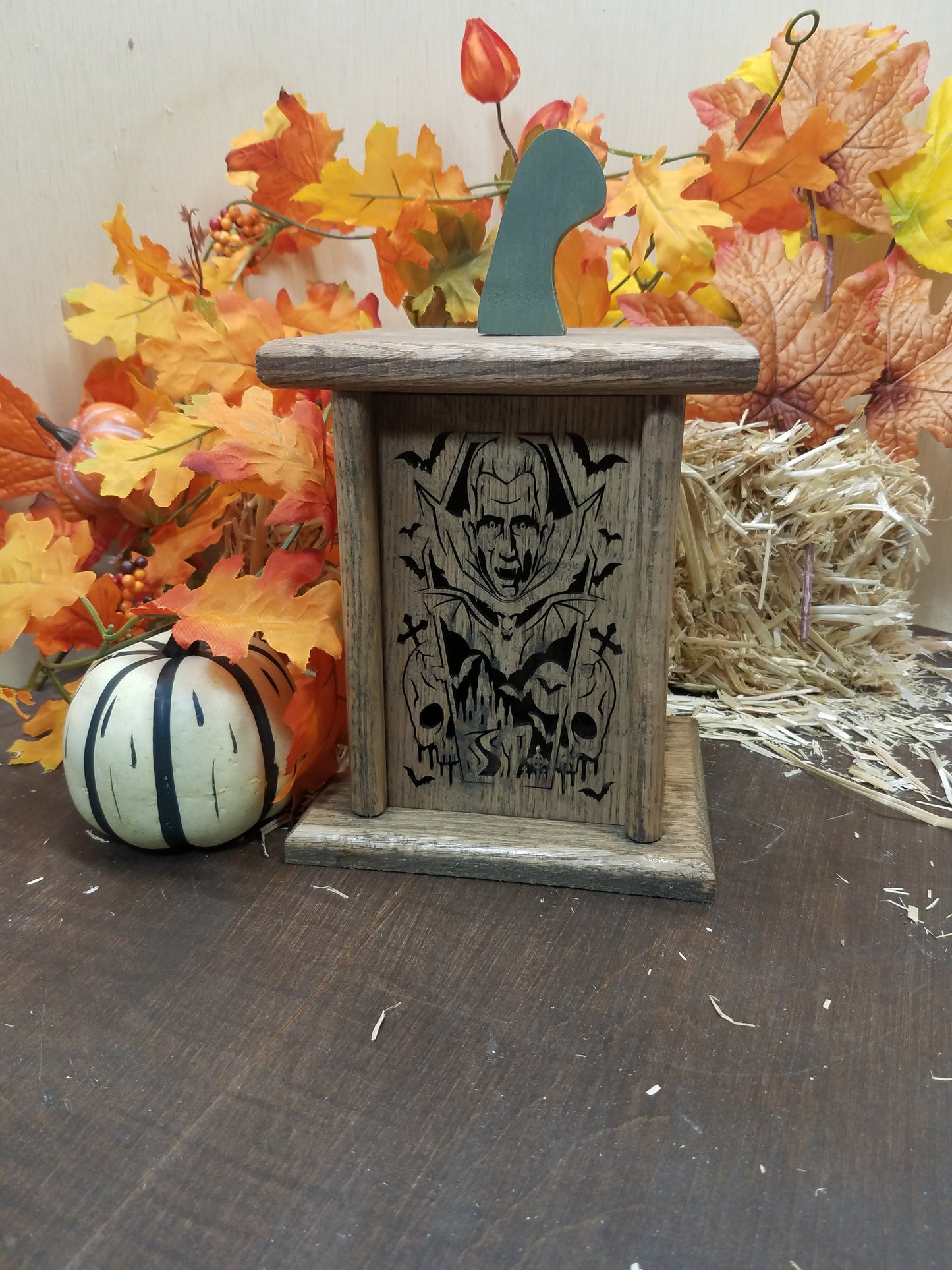 Wooden Laser Cut Halloween/Fall Lantern with Interchangeable Panels