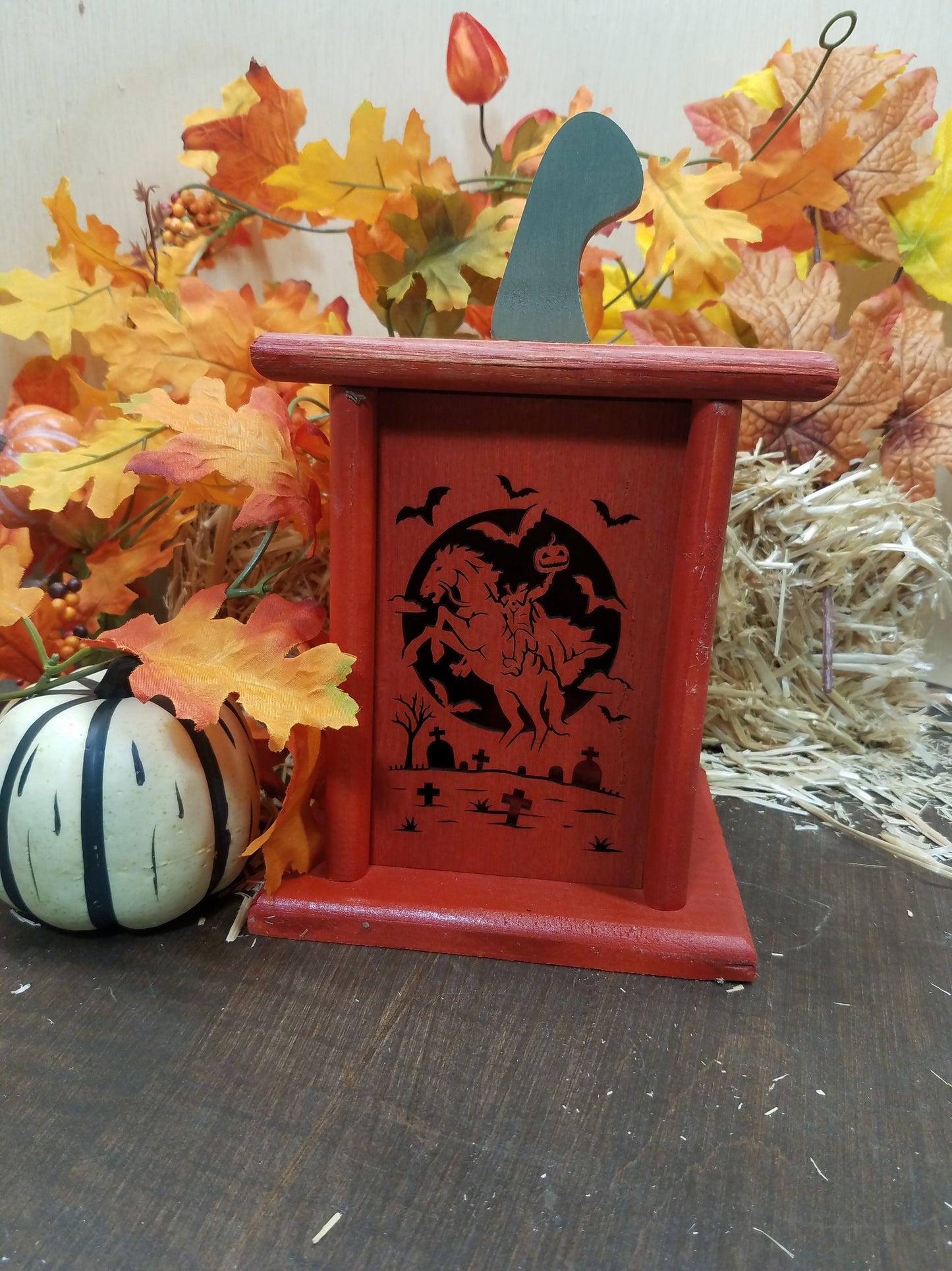 Wooden Laser Cut Halloween/Fall Lantern with Interchangeable Panels