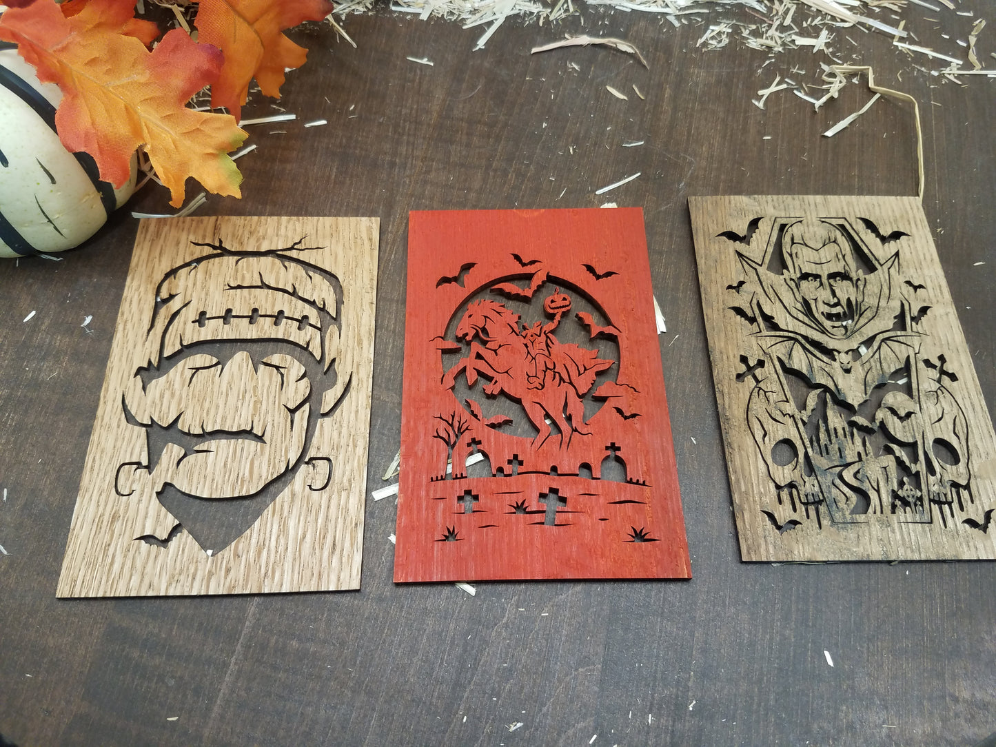 Wooden Laser Cut Halloween/Fall Lantern with Interchangeable Panels