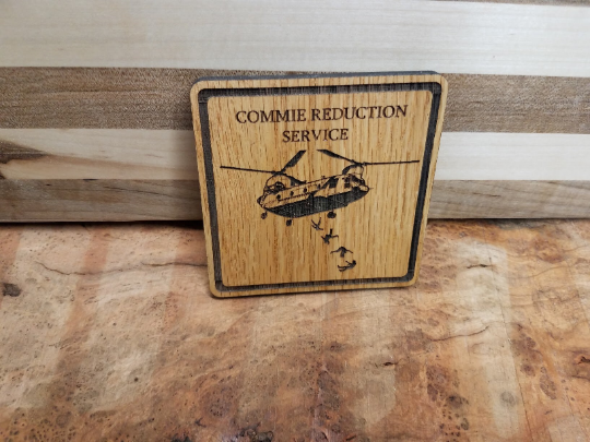 Wooden Commie Reduction Service Coasters 4" Square