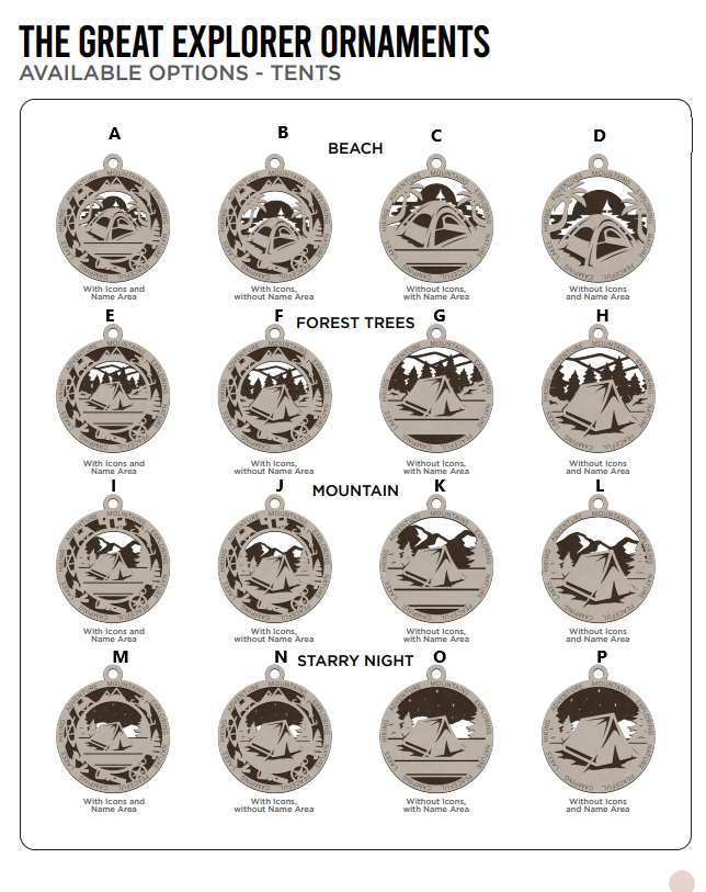 The Great Outdoors Laser Cut Wooden Tent Camping Ornaments